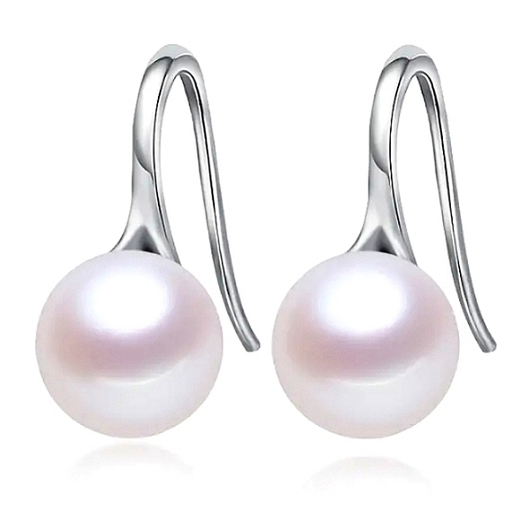 S925 Freshwater Pearls Hook Earrings - Picture 1 of 3